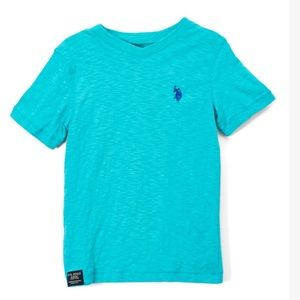 U.S. Polo Assn-Malibu Blue V-Neck 100% Cotton lightweight T-shirt- Boys 18- NWT